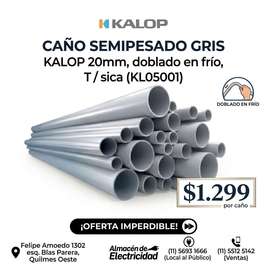 Caño KALOP semipesado gris 20mm